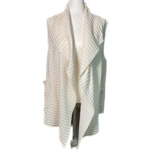 Le Moda Ivory Pleated Fleece Open Front Vest Size S-L